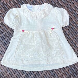CARTER’S Vintage Infant Girls 6-9m Short Sleeve Dress Lace Cotton Roses Bows EUC